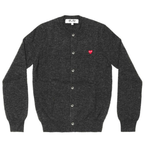 play womens cardigan with small red heart grey