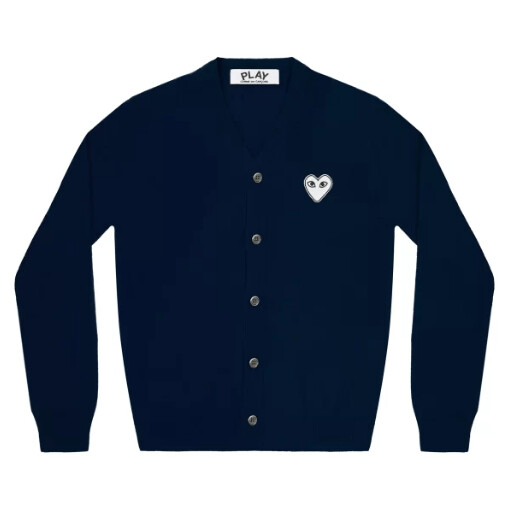 play mens cardigan white heart navy