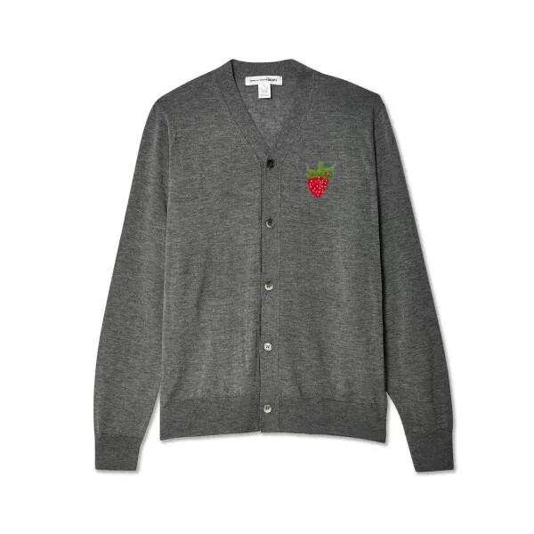 cdg shirt x brett westfall mid grey starberry cardigan