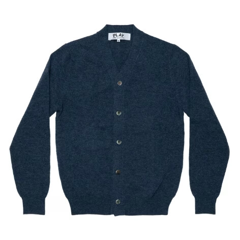 cdg men lambswool v neck cardigan navy