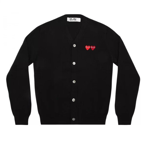 play mens cardigan with double emblems black