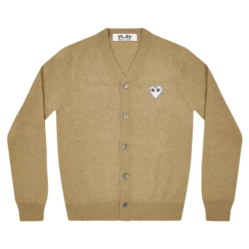 play mens cardigan white heart natural series camel