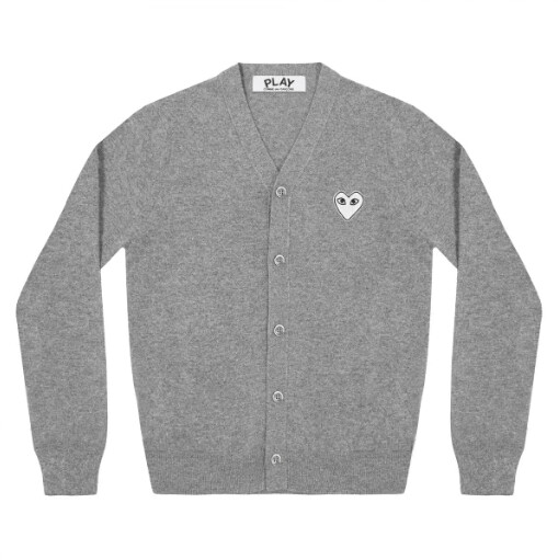 play mens cardigan white heart natural series light grey
