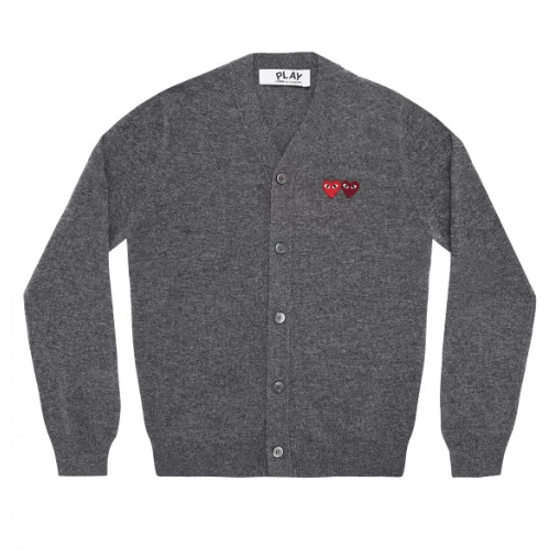 play mens cardigan with double emblems grey