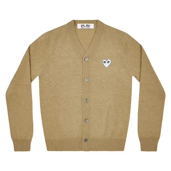play men8217s cardigan white heart natural series camel