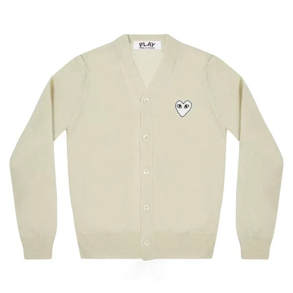 play men8217s cardigan white heart natural series off white