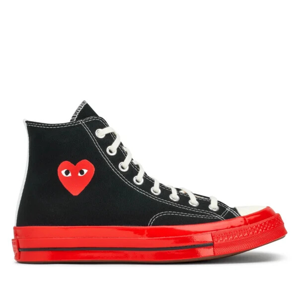 converse red sole high top black