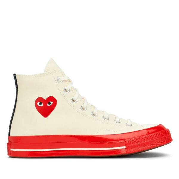 converse red sole high top white