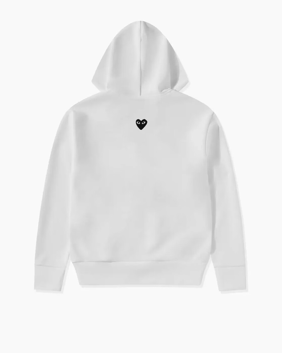 cdg unisex reverse black heart zip hoodie white