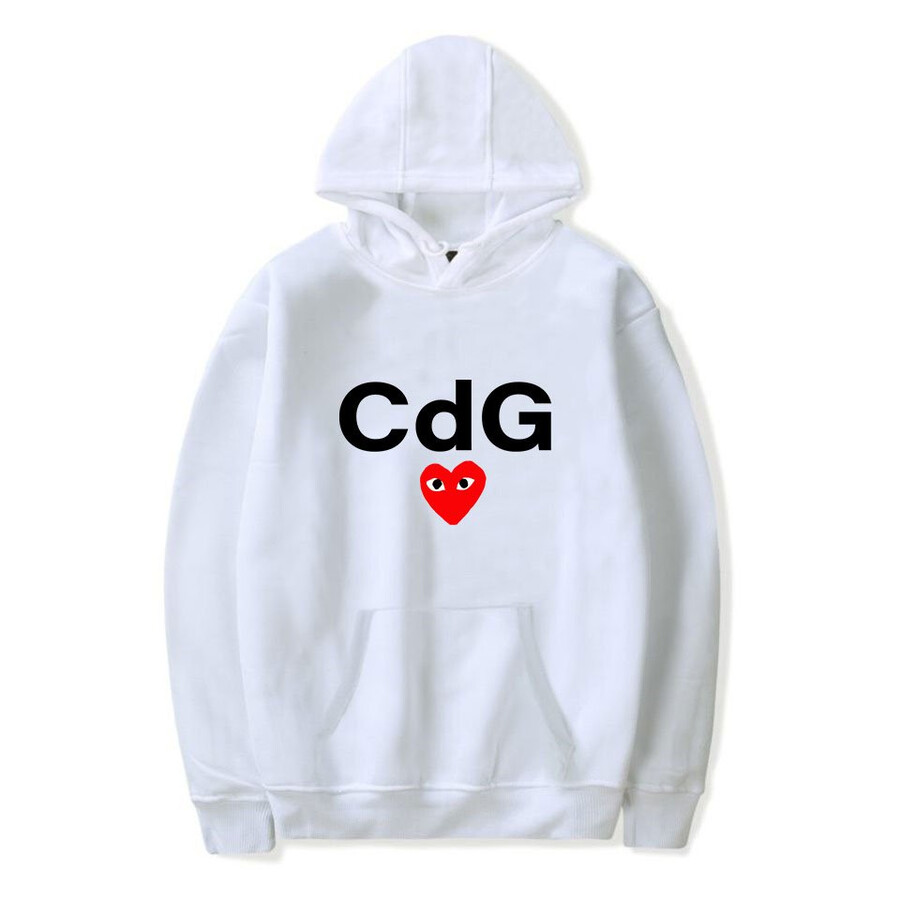 cdg red heart front print hoodie