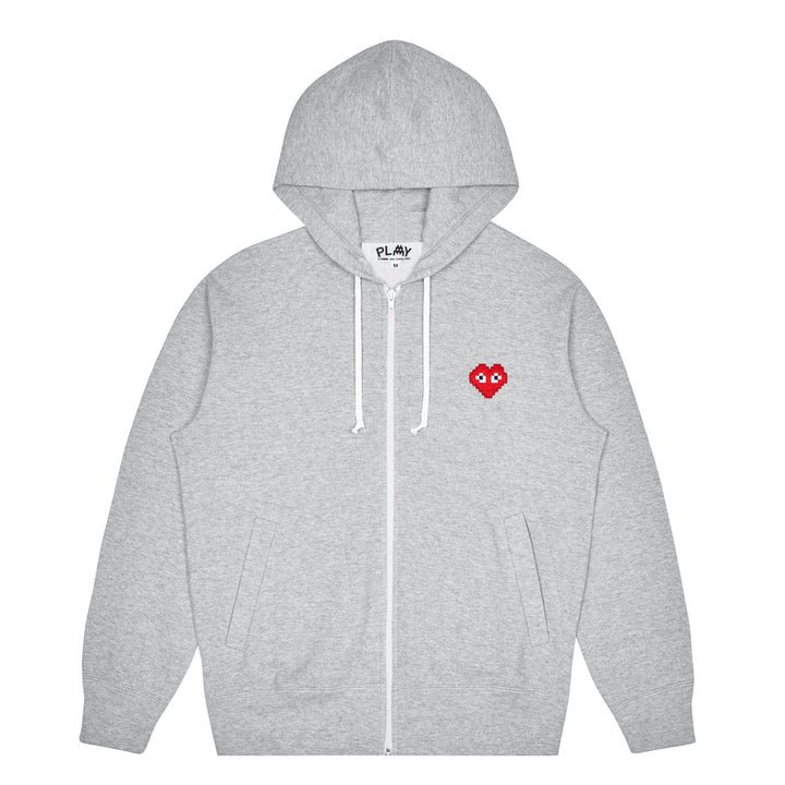 play invaders zip hoodie grey