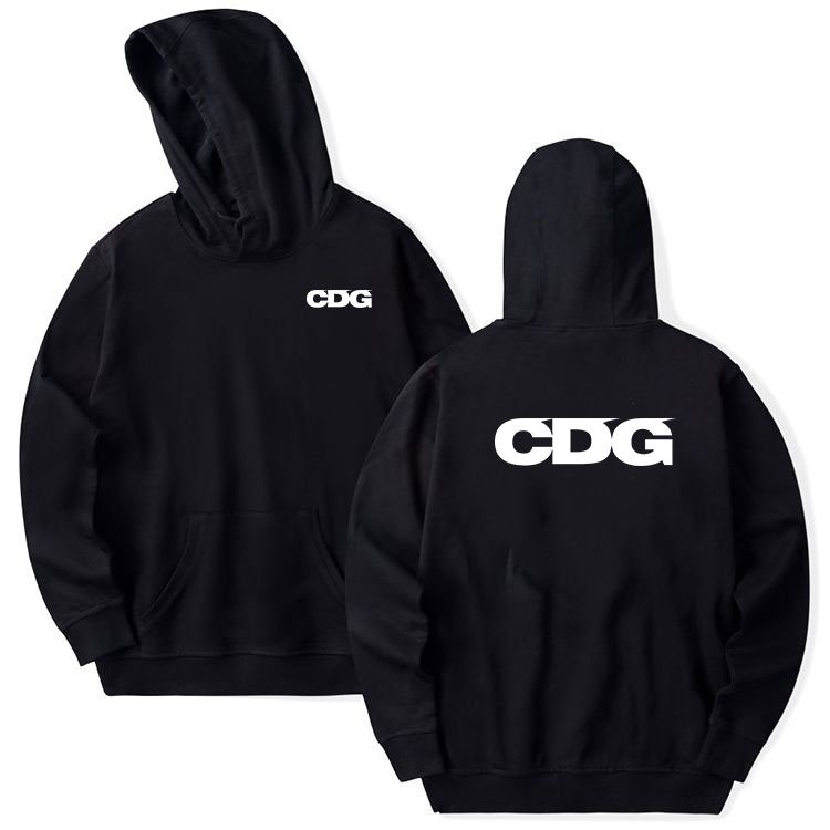 new cdg text front back printed hoodie