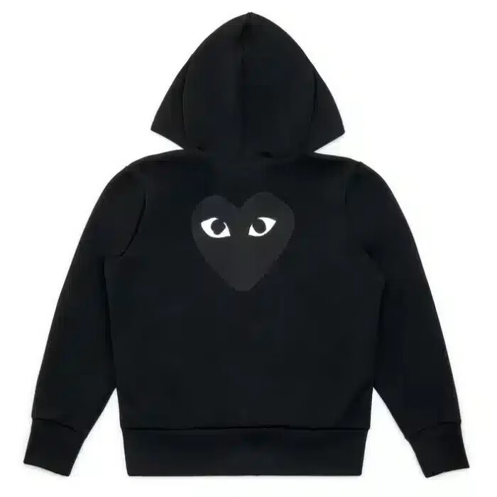 play big heart zip hoodie black