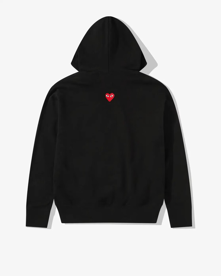 play unisex reverse red heart zip hoodie black