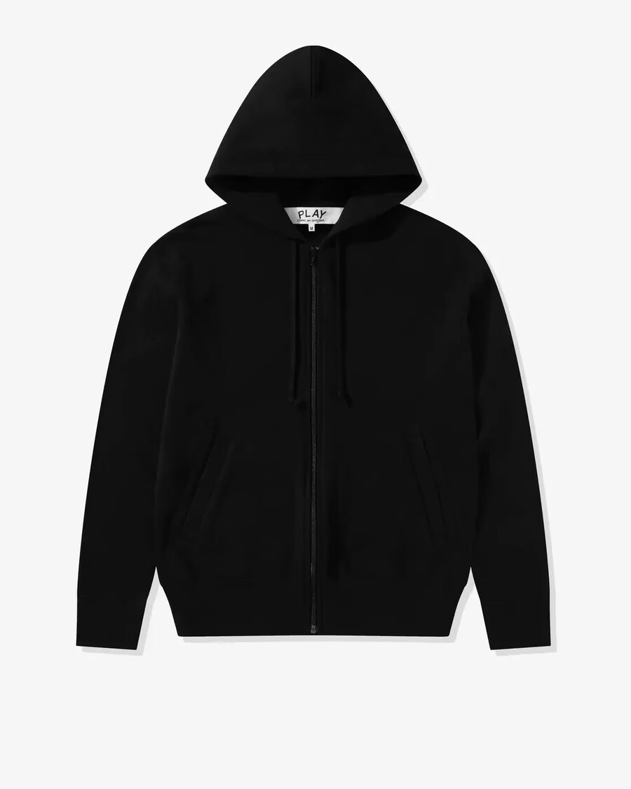 play unisex reverse red heart zip hoodie black