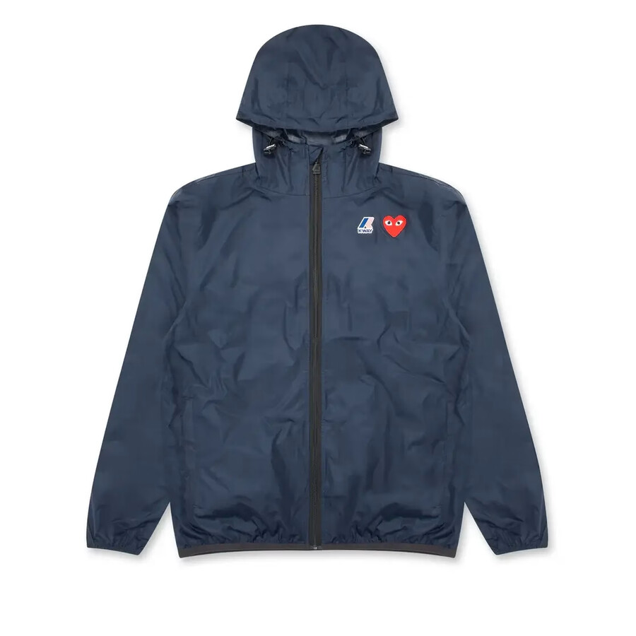 cdg x k-way navy zip-up jacket