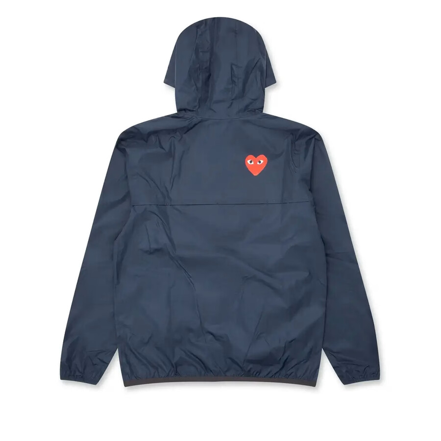 cdg x k-way navy zip-up jacket