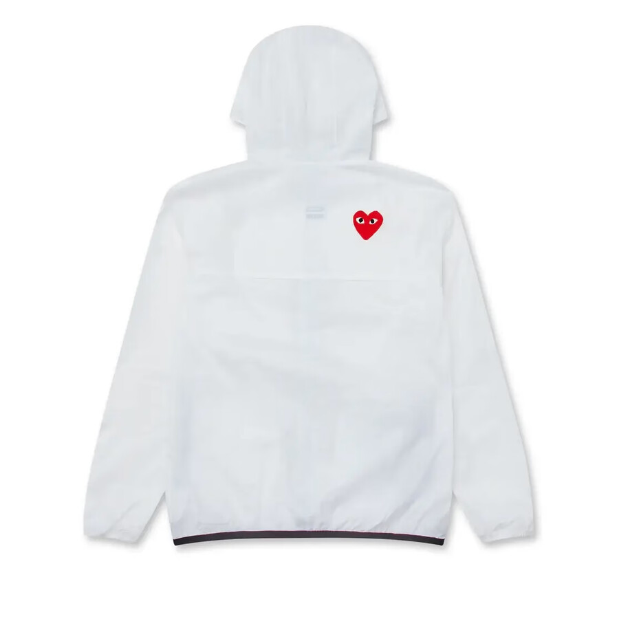 cdg x k-way white zip-up jacket