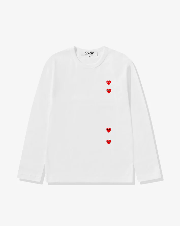 play multi red heart longsleeve t-shirt white