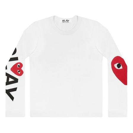 cdg play big heart long sleeve white
