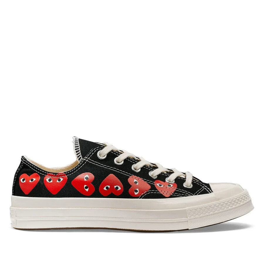 conerse multi hearts low top black