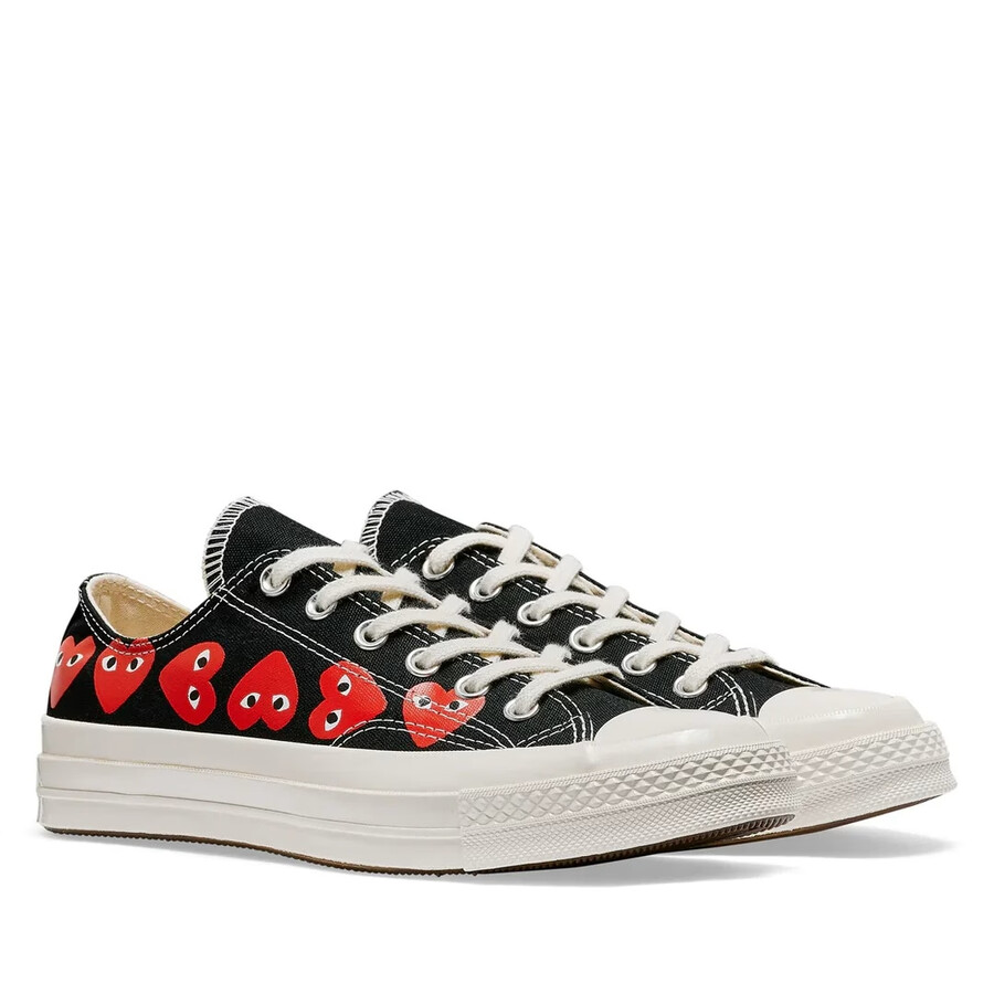 conerse multi hearts low top black