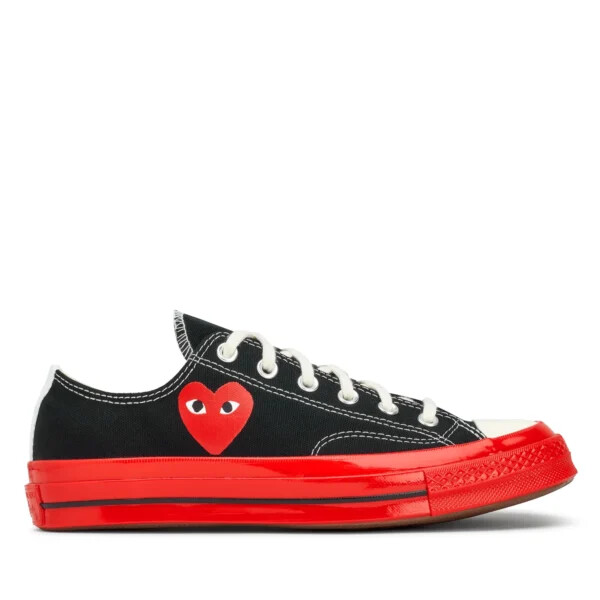 converse red sole low top black
