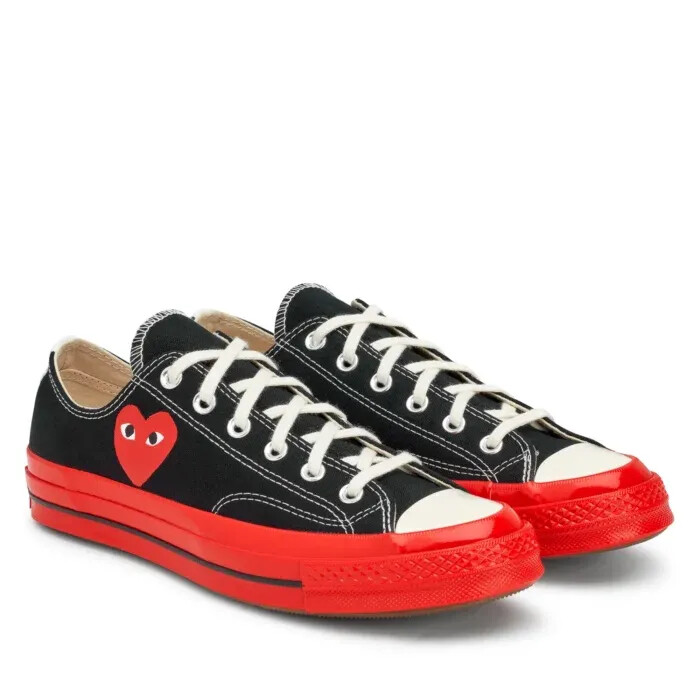 converse red sole low top black