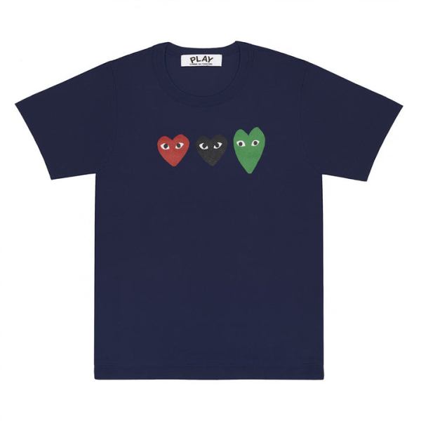 play t-shirt with redgreenblack hearts