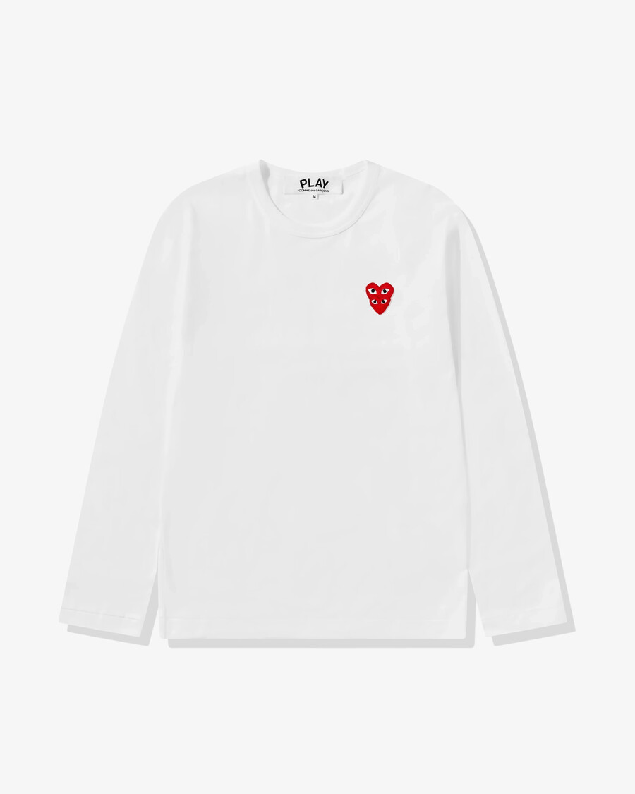 play 8211 longsleeve t-shirt with double red heart 8211 white