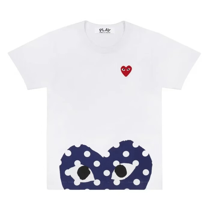 cdg white polka dot heart tee