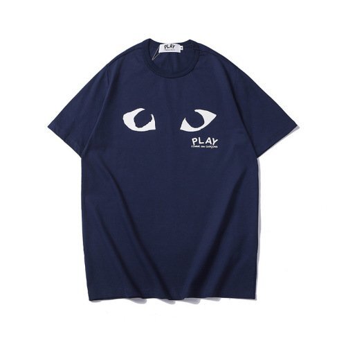 comme des garcons navy blue eyes t shirt